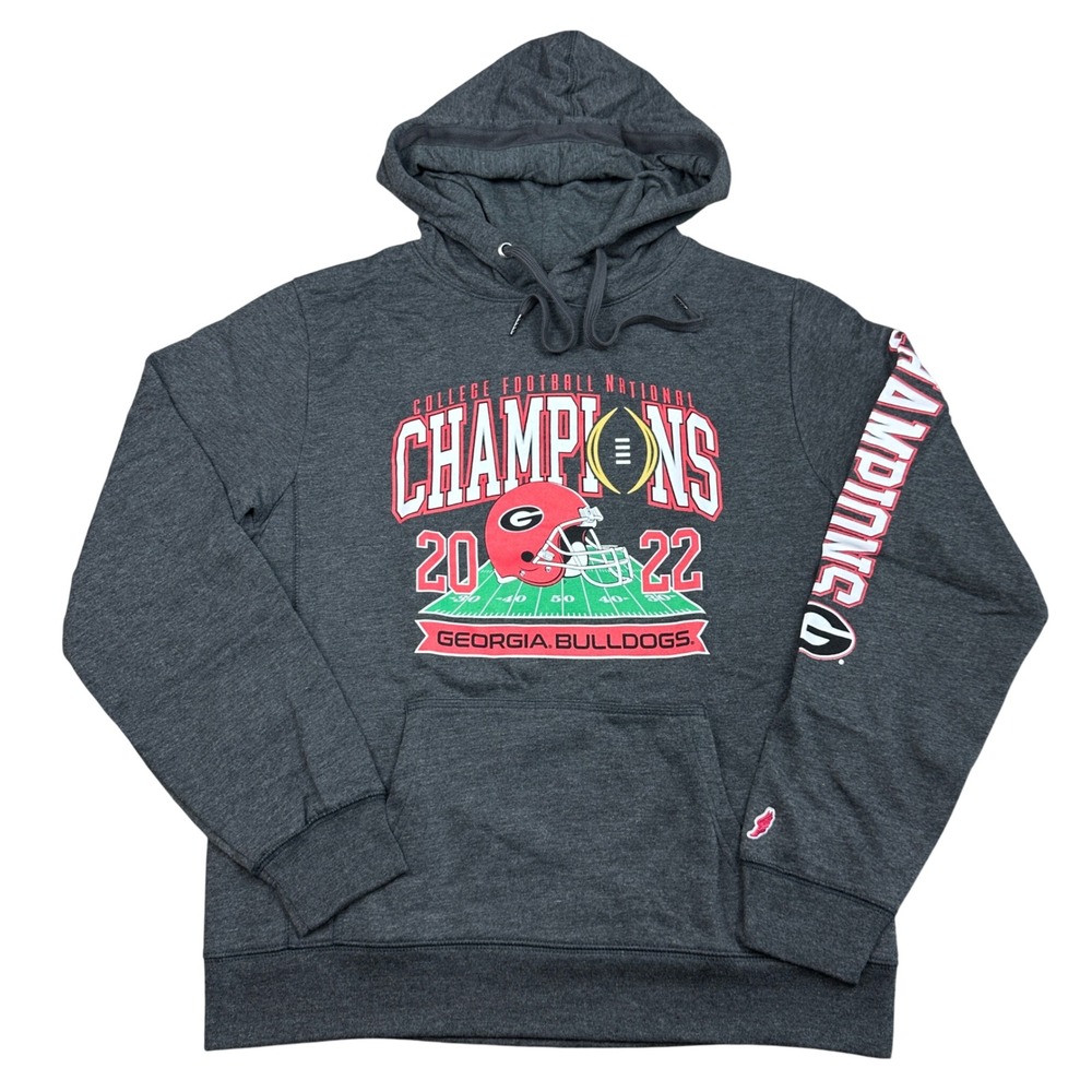 Georgia Bulldogs 2022 National Champions Hoodie Charcoal Grey Mens Medium UGA